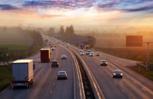 highway busy at dusk