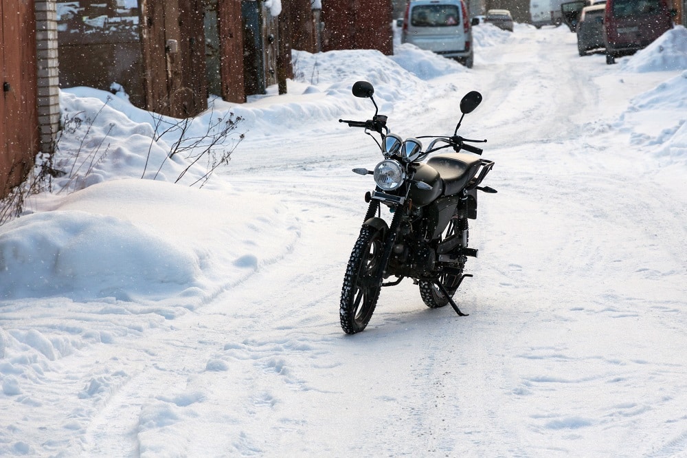 motorcycle in the snow