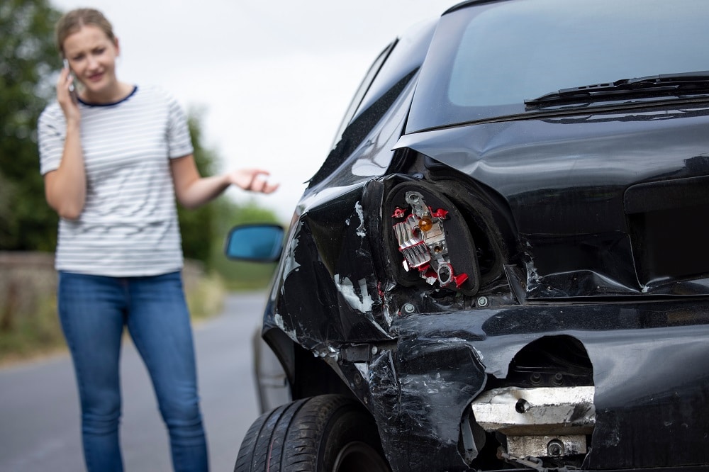 Woman involved in a rear-end collision