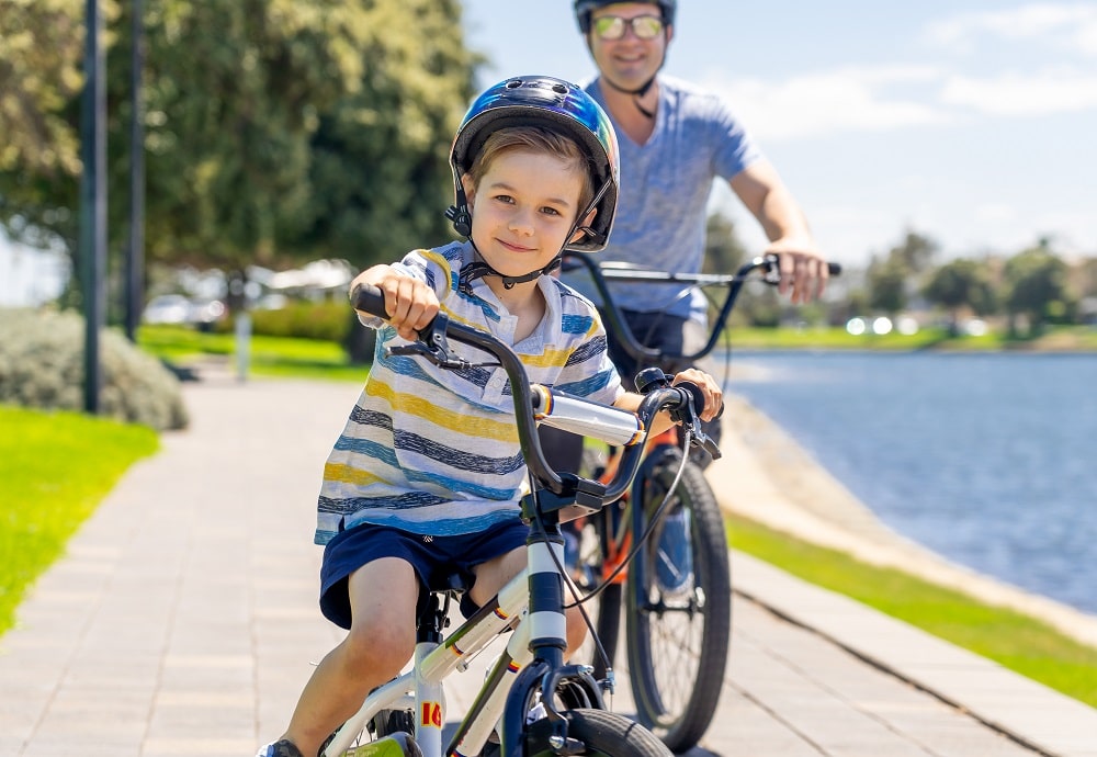 Child riding a bike in Boulder