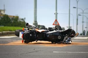 motorcycle accident on the city street