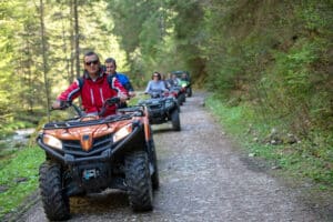 Family riding on ATVs in Colorado